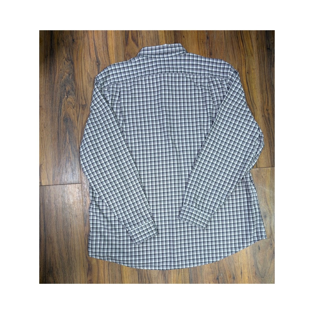 Eddie Bauer Men's XL Gray Plaid Cotton Relaxed Fit Button Down Shirt - Picture 3 of 9